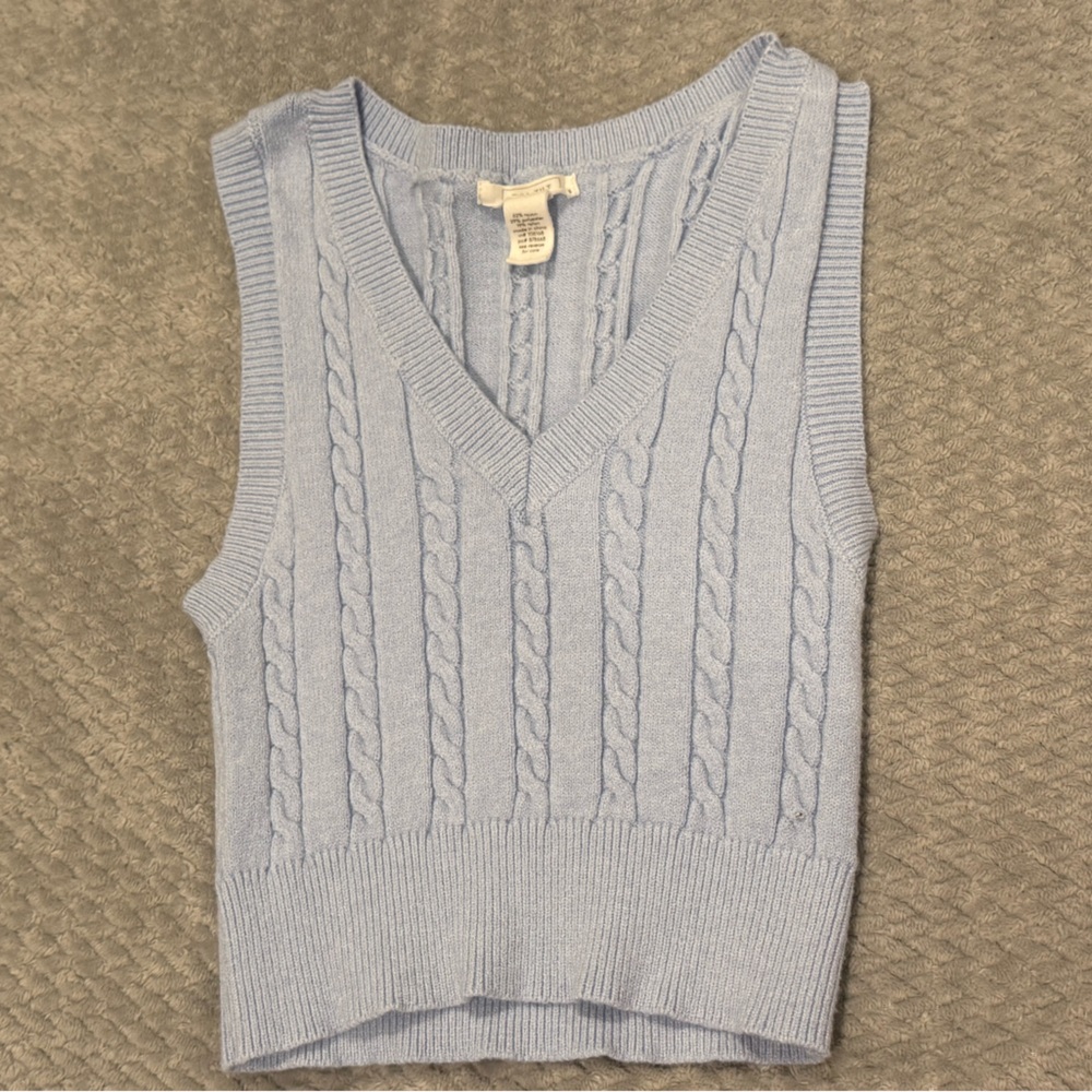 Full Tilt Soft Blue Knit Sweater Vest